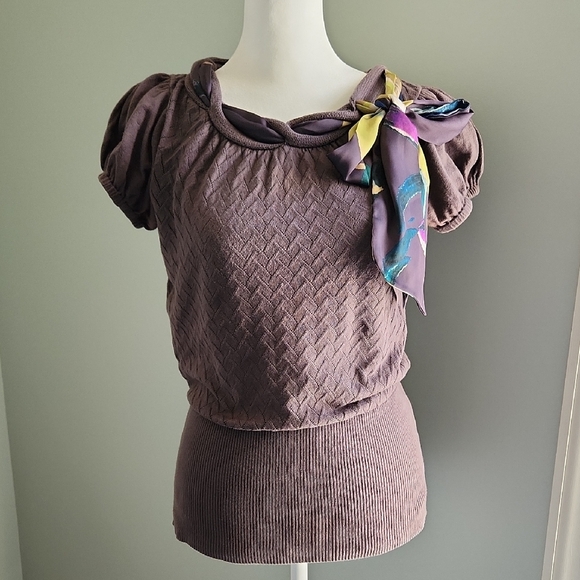 Ted Baker London Sweaters - Ted Baker London Mauve Purple Knit Sweater With Scarf Detail